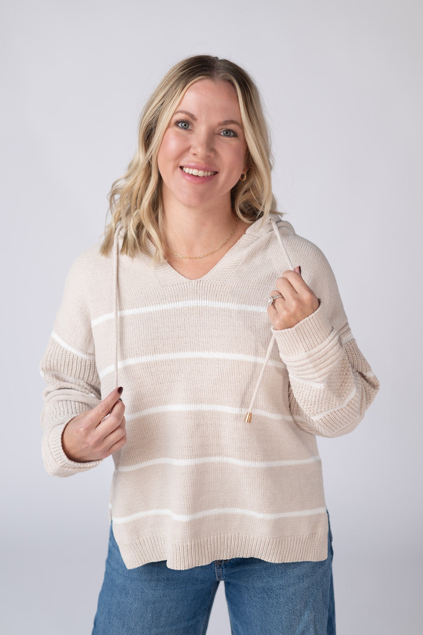 IN STOCK Maddie Striped Hoodie - Natural