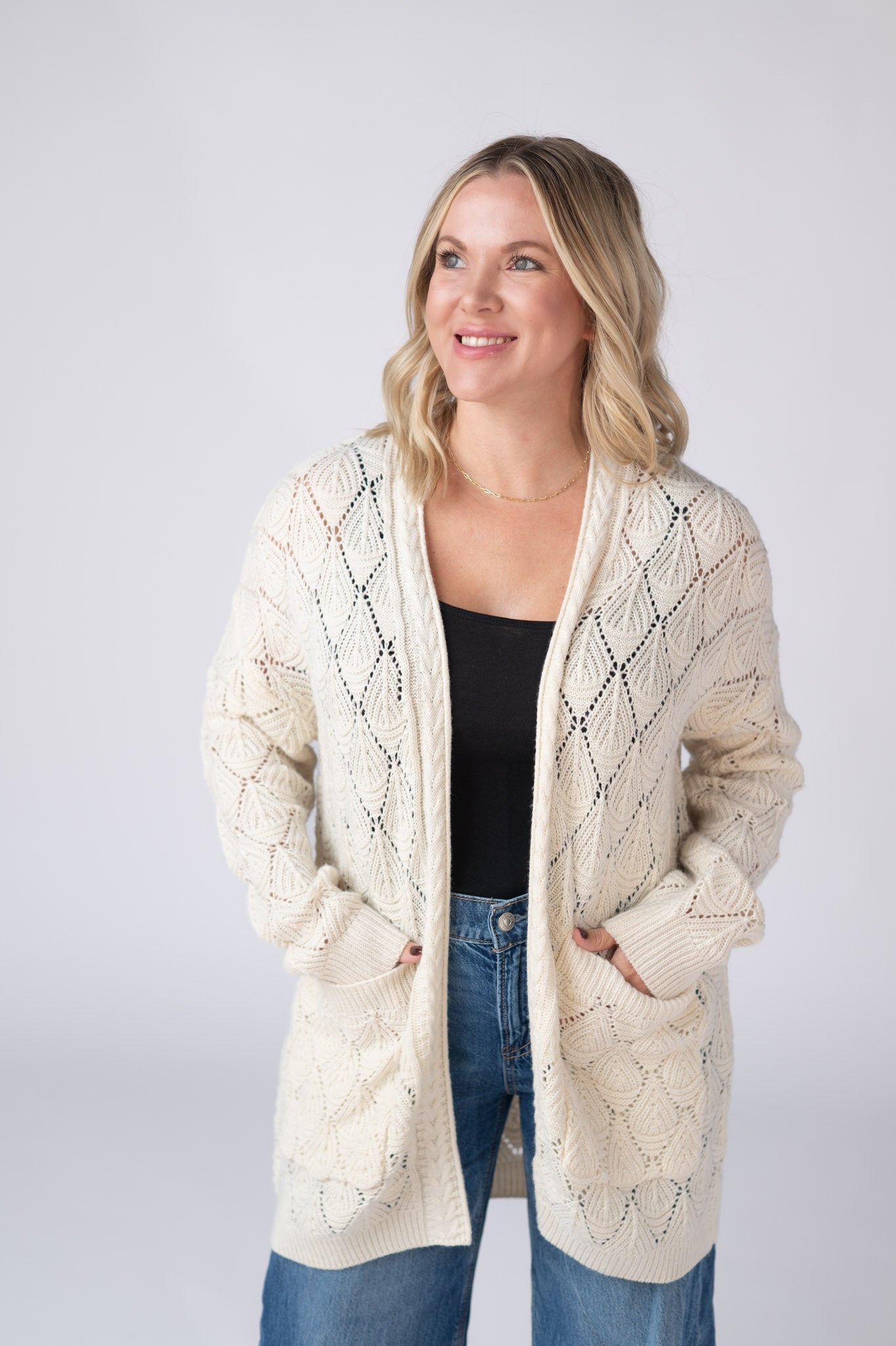 IN STOCK Open Knit Cardigan - Ivory