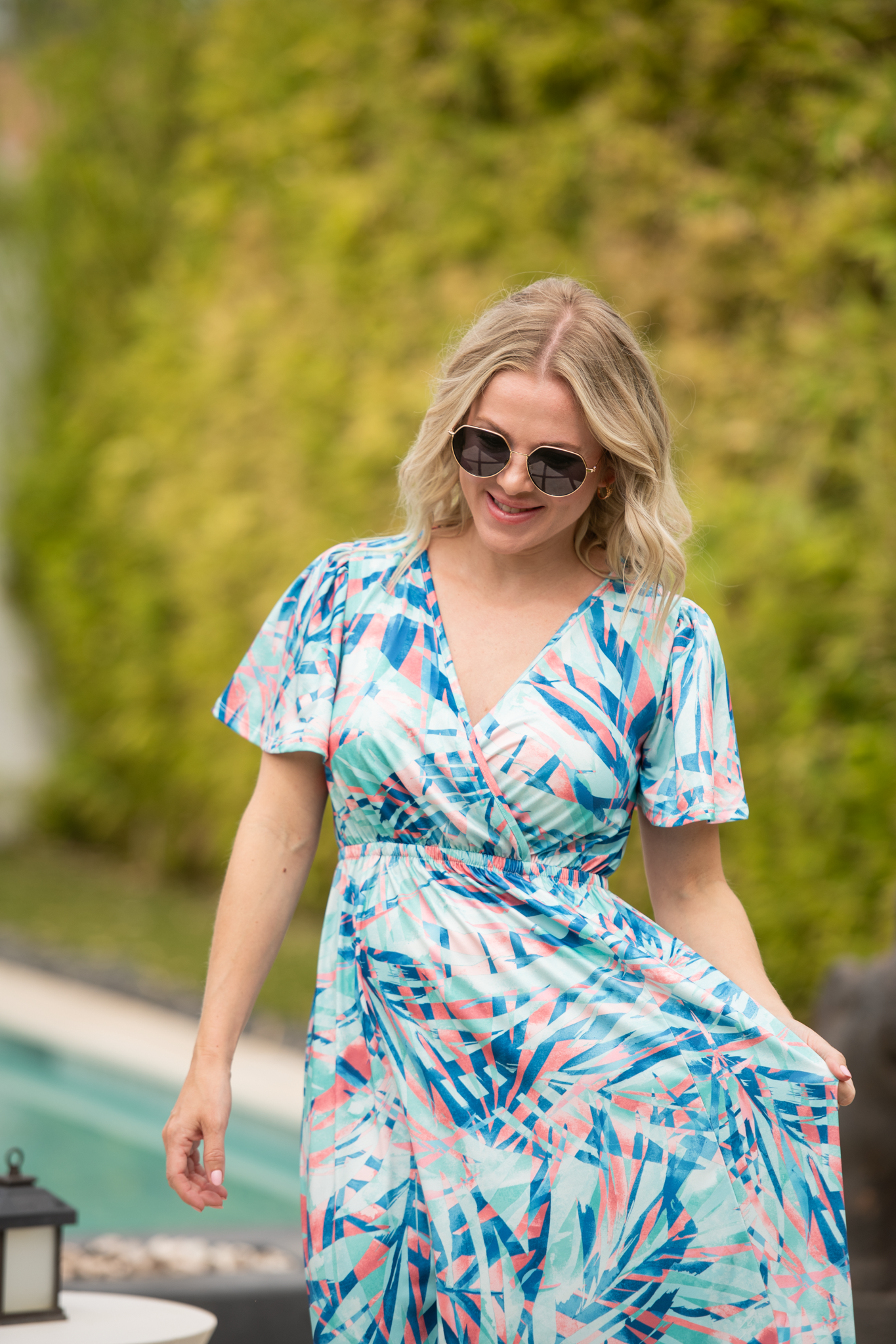 IN STOCK Millie Maxi Dress - Abstract Aqua Breeze FINAL SALE