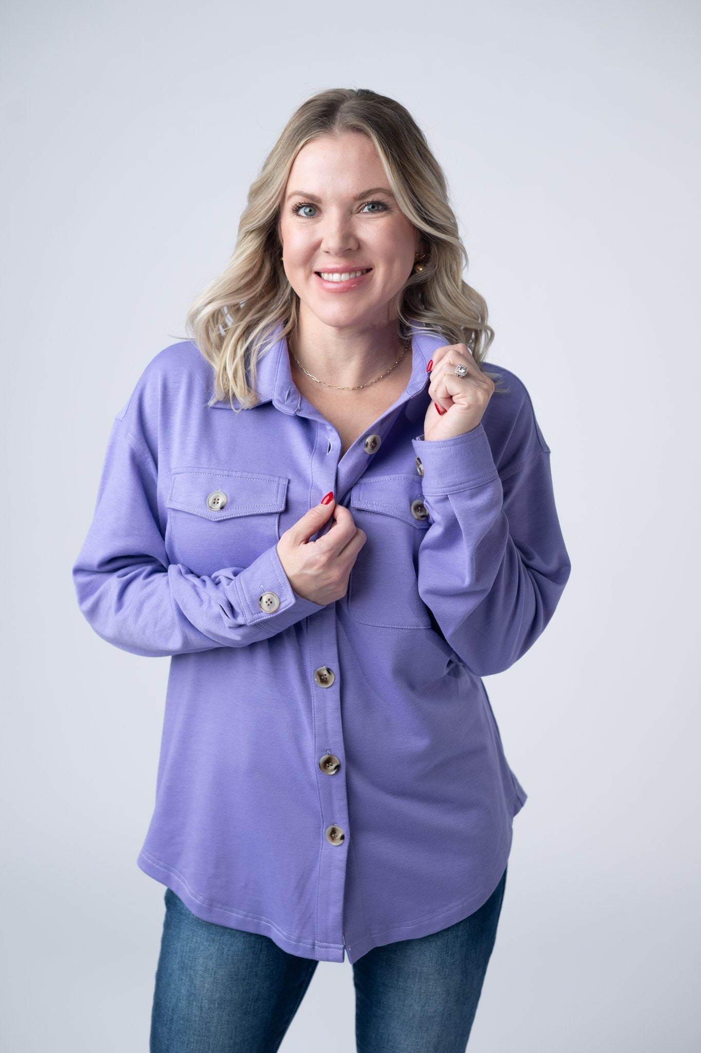 IN STOCK Brenna Button Down Top - Purple