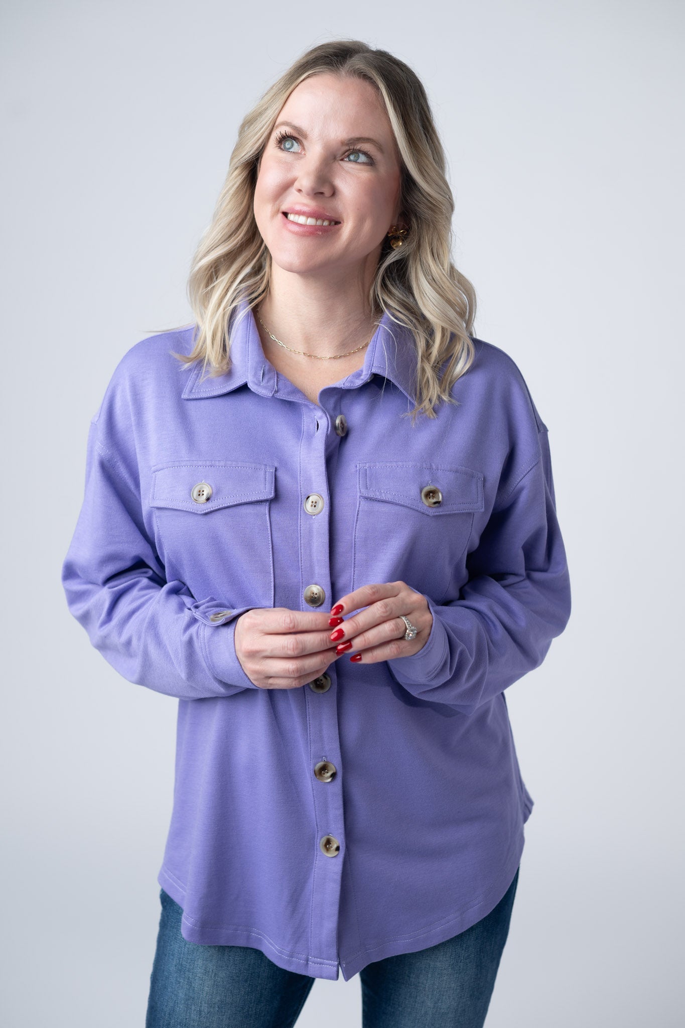 IN STOCK Brenna Button Down Top - Purple