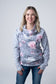 IN STOCK Classic Zoey ZipCowl Sweatshirt - Grey Floral and Stripes