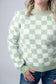 IN STOCK Checkered Sweater - Sage and White