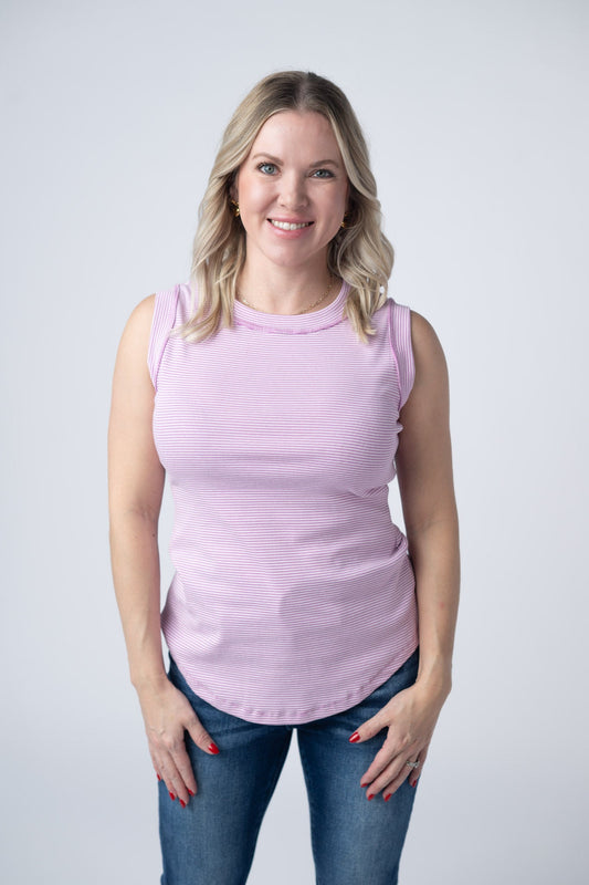 IN STOCK Morgan Micro Striped Tank - Orchid