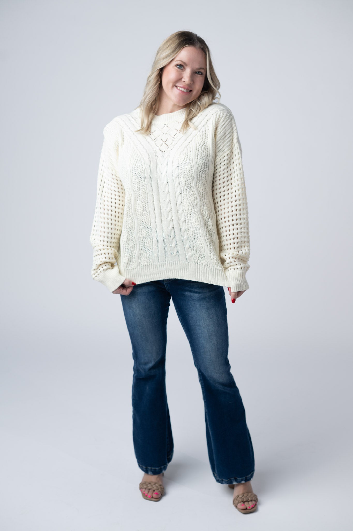 IN STOCK Jasmine Open Knit Sweater - Ivory