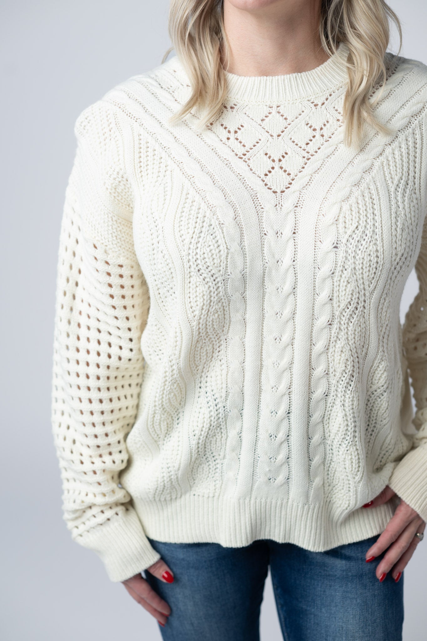 IN STOCK Jasmine Open Knit Sweater - Ivory