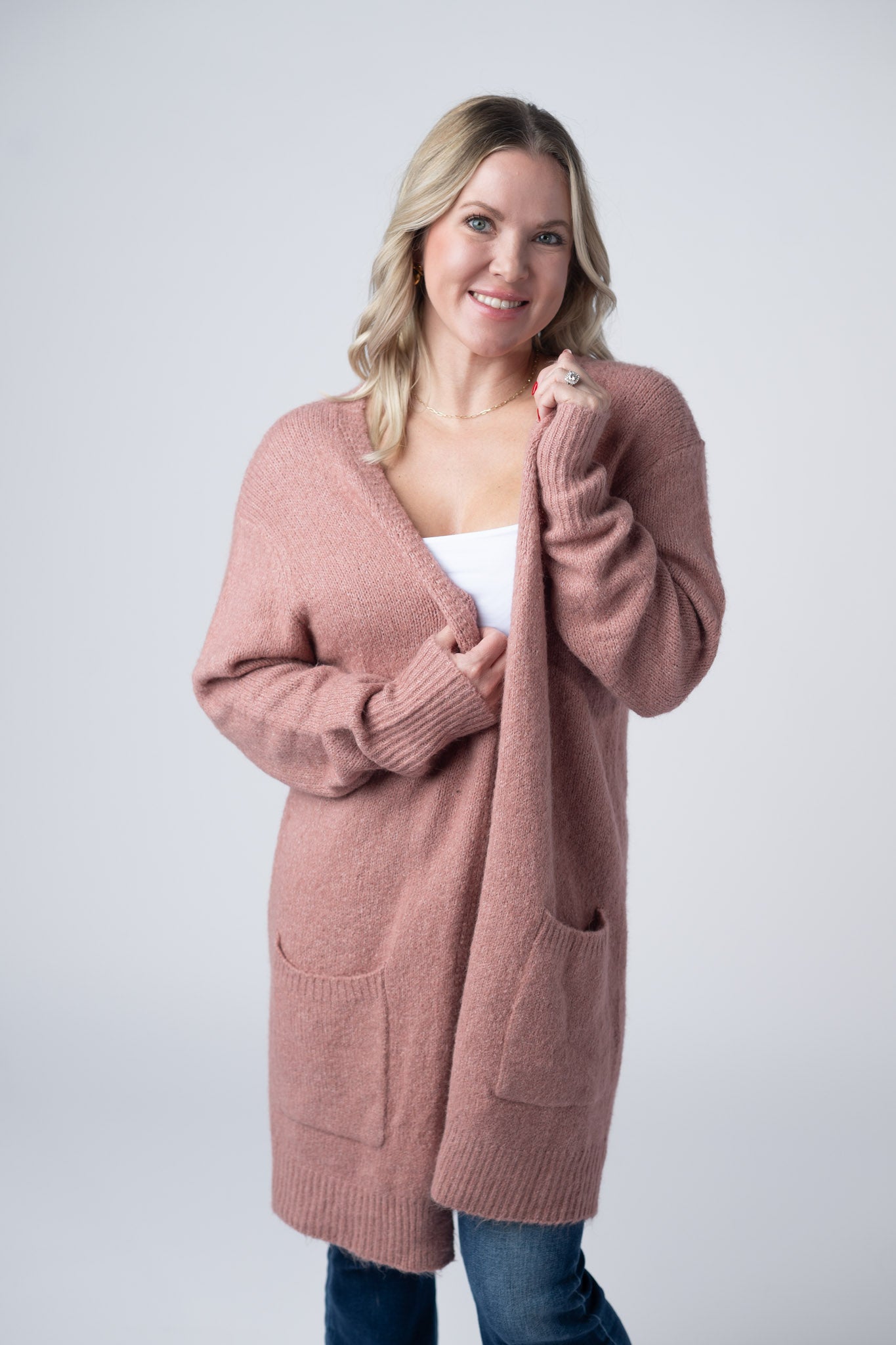 IN STOCK Madison Cozy Cardigan - Dusty Rose