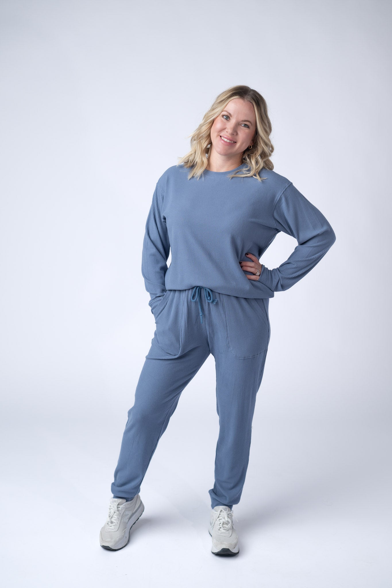 IN STOCK Corrine Ribbed Pullover Top - Denim FINAL SALE