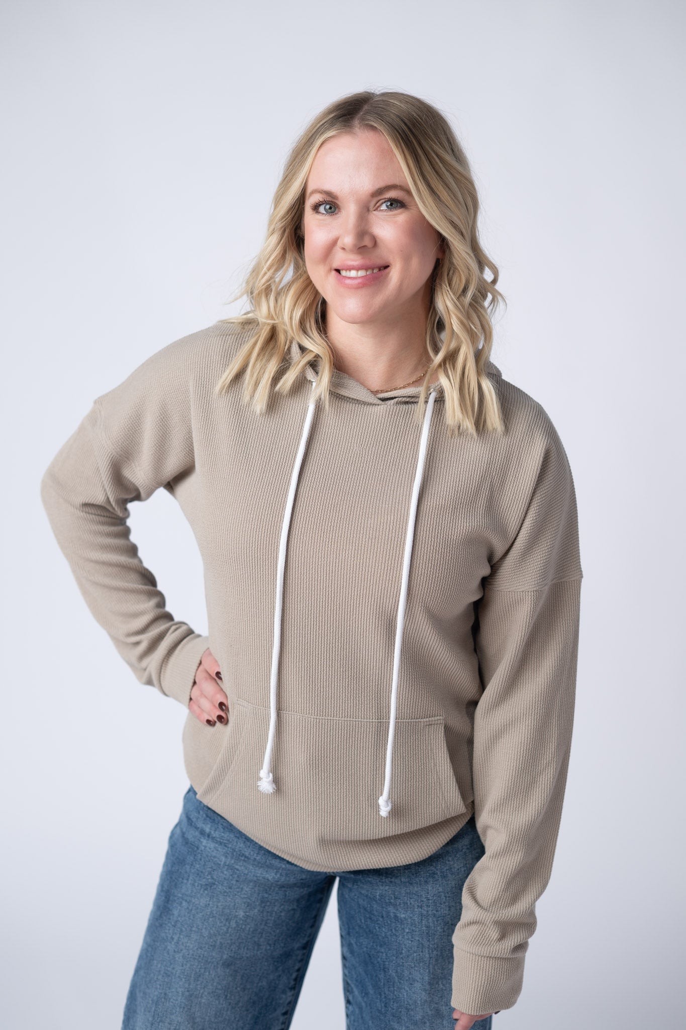 IN STOCK Kacey Ribbed Hoodie - Mocha