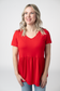IN STOCK Sarah Ruffle Short Sleeve - Red FINAL SALE