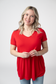 IN STOCK Sarah Ruffle Short Sleeve - Red FINAL SALE