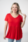 IN STOCK Sarah Ruffle Short Sleeve - Red FINAL SALE