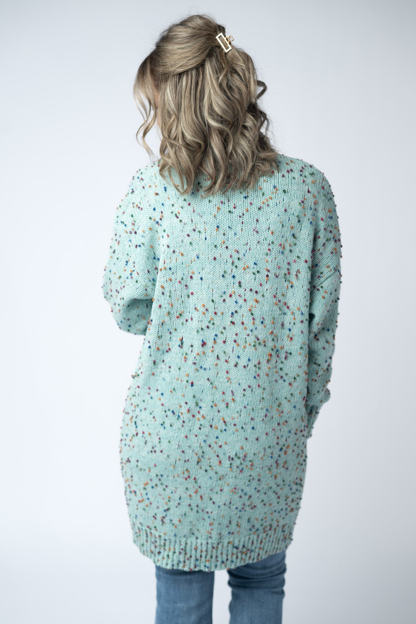IN STOCK Carly Confetti Dot Cardigan - Aqua Blue
