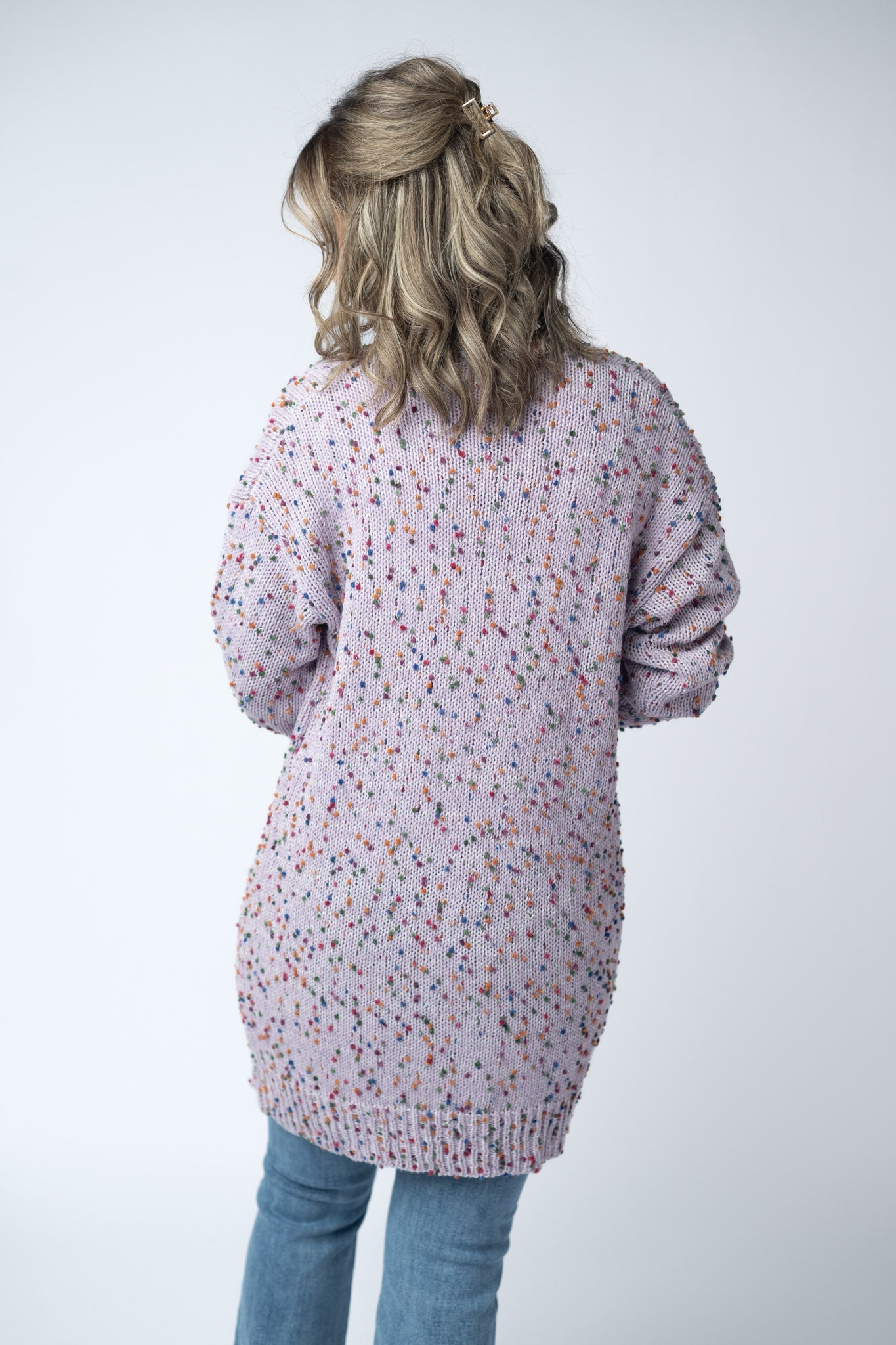 IN STOCK Carly Confetti Dot Cardigan - Lavender