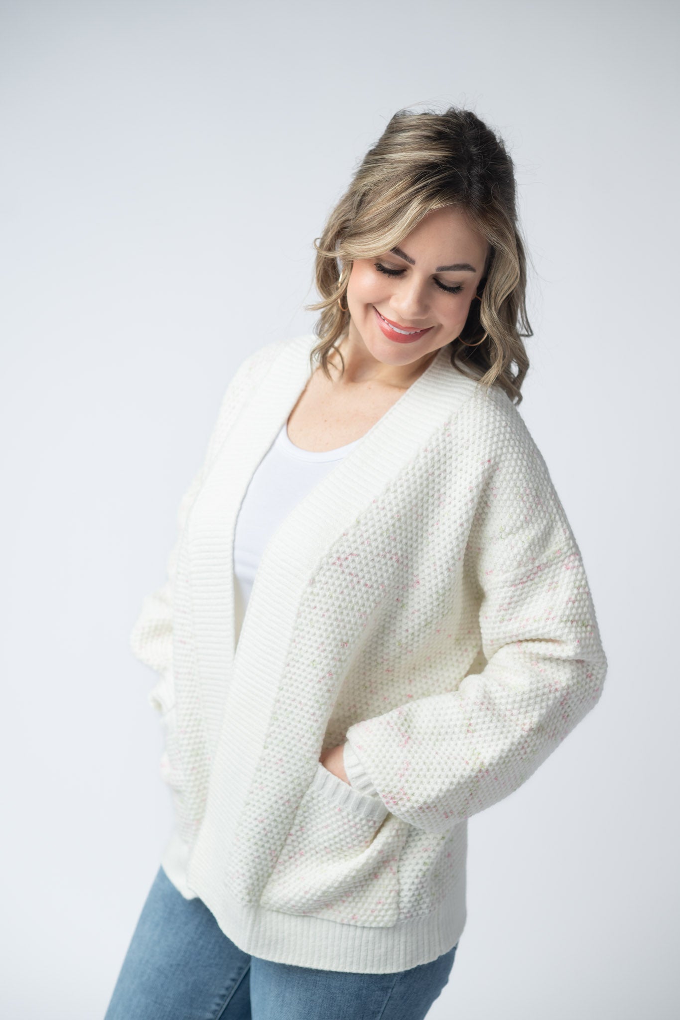 IN STOCK Kinsley Cardigan - Pink and Green Mix