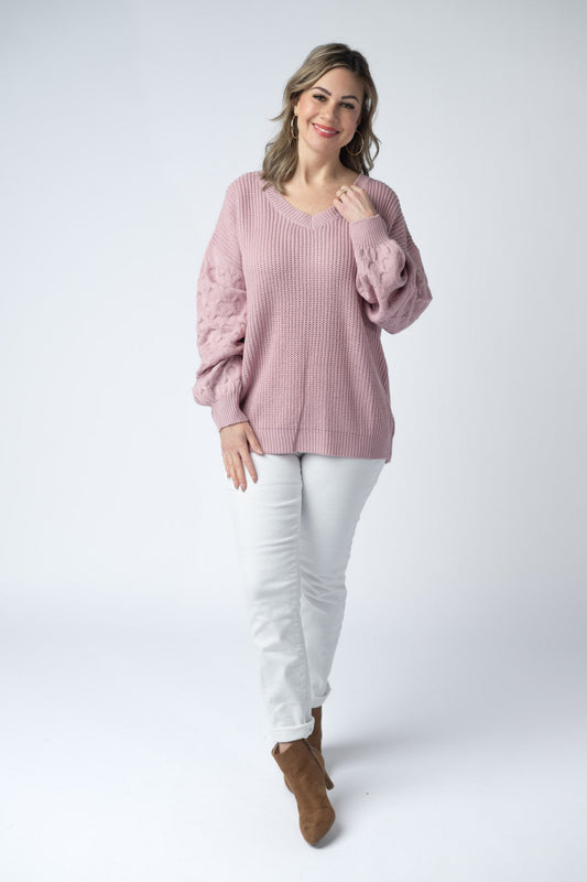 IN STOCK Talina Textured Sweater - Rose