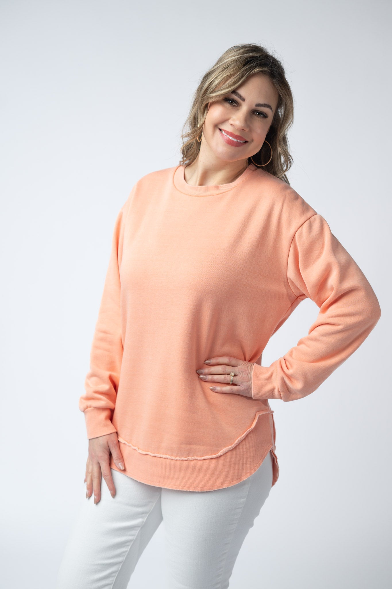 IN STOCK Vintage Wash Pullover - Spring Peach