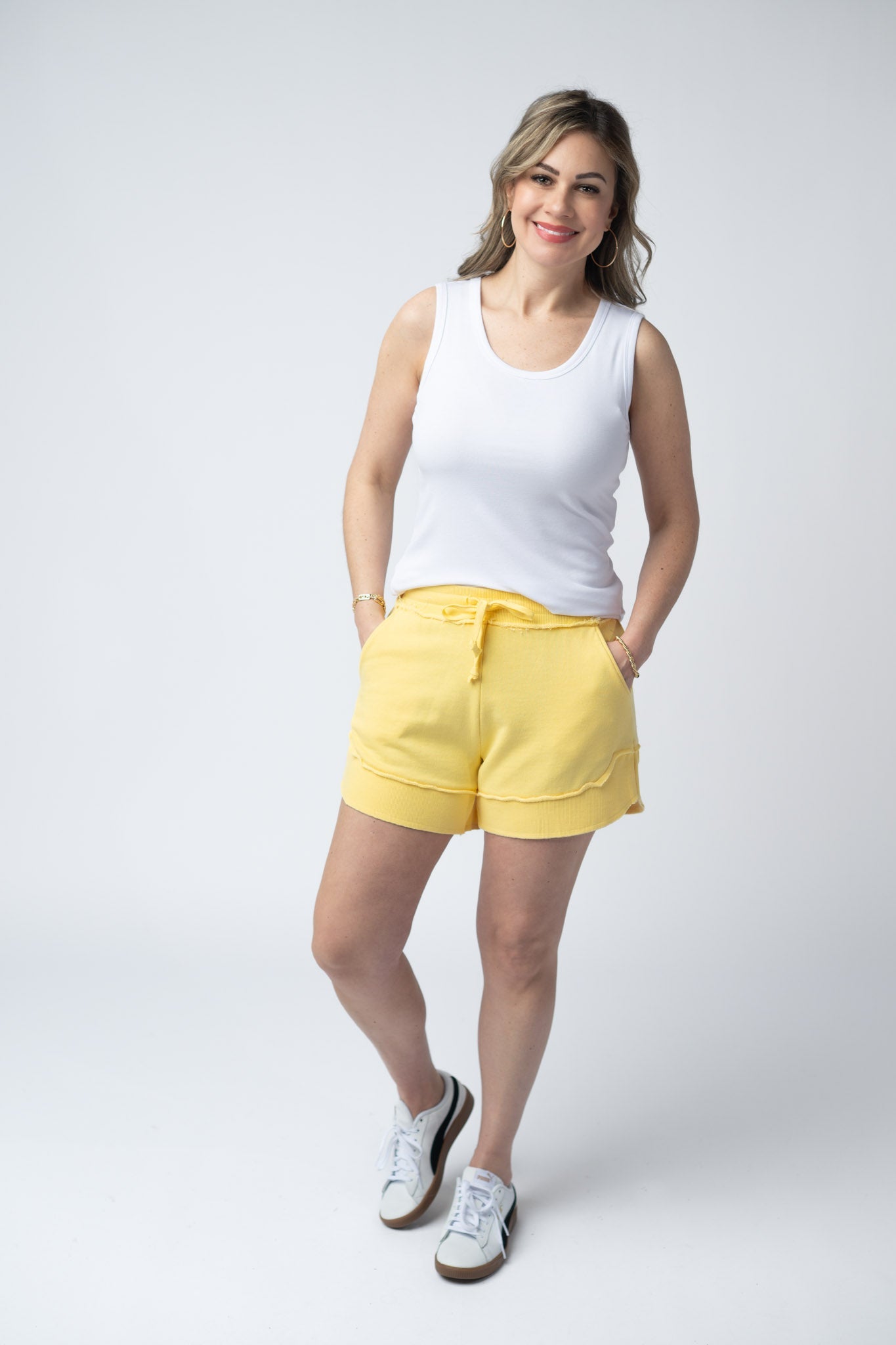 IN STOCK French Terry Stevie Shorts - Lemon