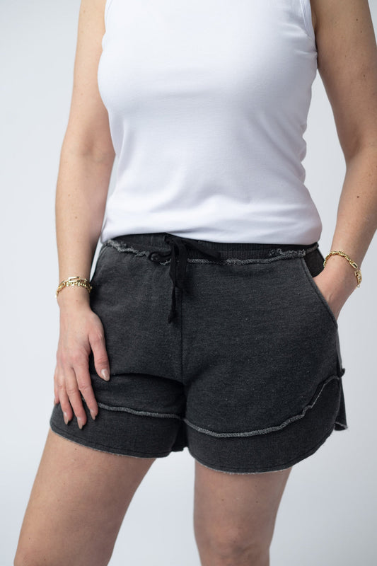 IN STOCK French Terry Stevie Shorts - Black