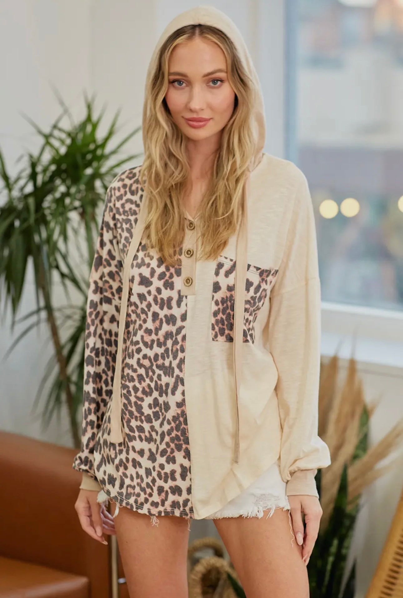 Lovely Melody Leopard Patch Hoodie Size 1X