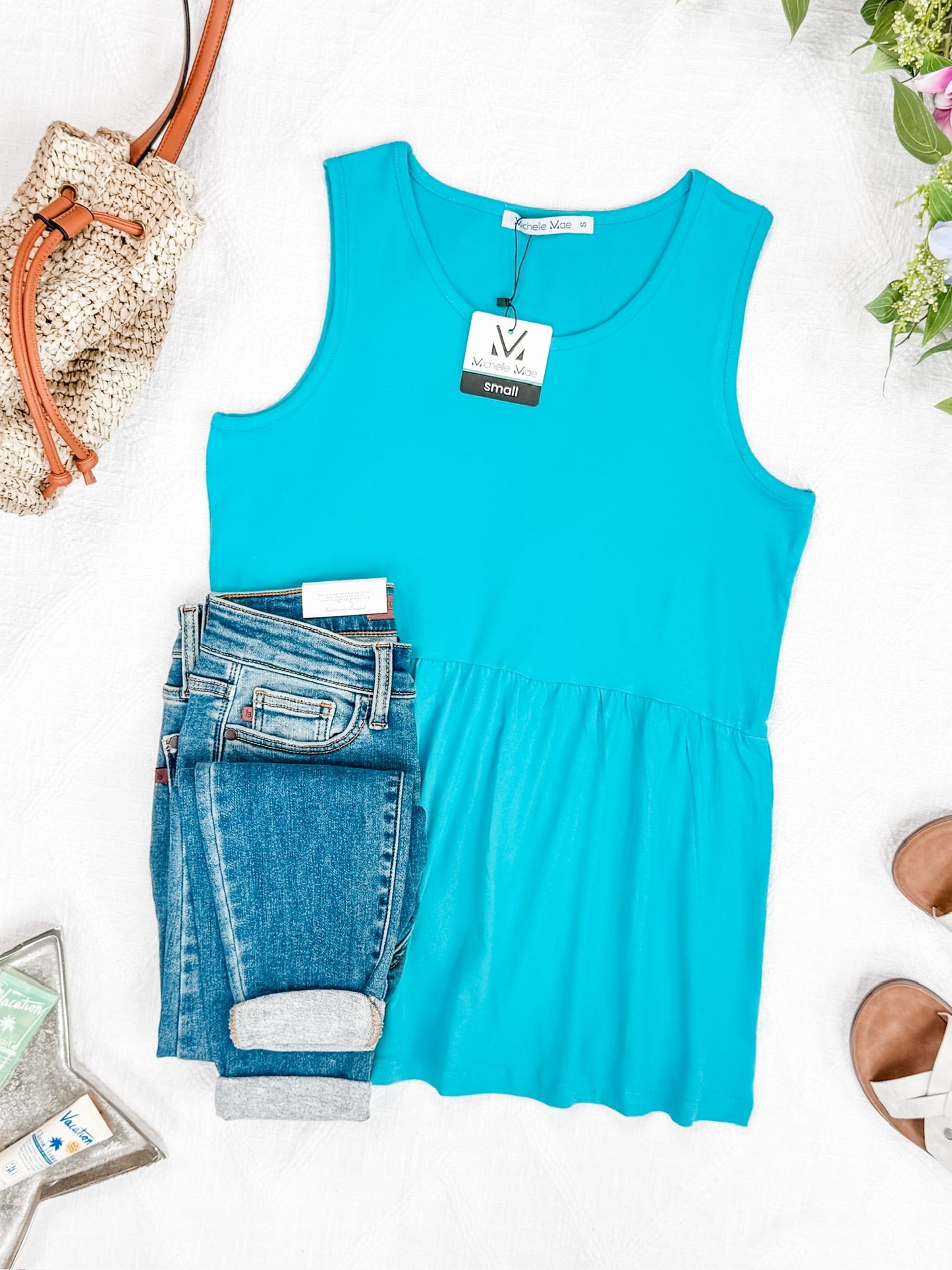 IN STOCK Renee Ruffle Tank - Ocean Blue FINAL SALE