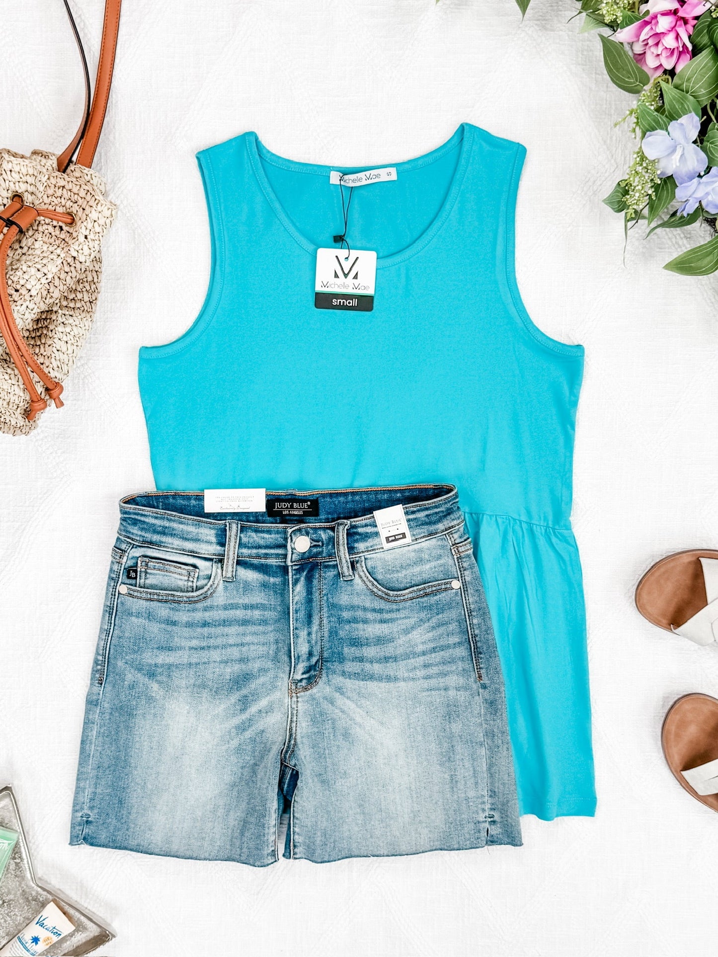 IN STOCK Renee Ruffle Tank - Ocean Blue FINAL SALE