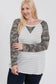 Lovely Melody Striped & Camo Raglan Top Size 1X