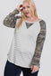 Lovely Melody Striped & Camo Raglan Top Size 1X