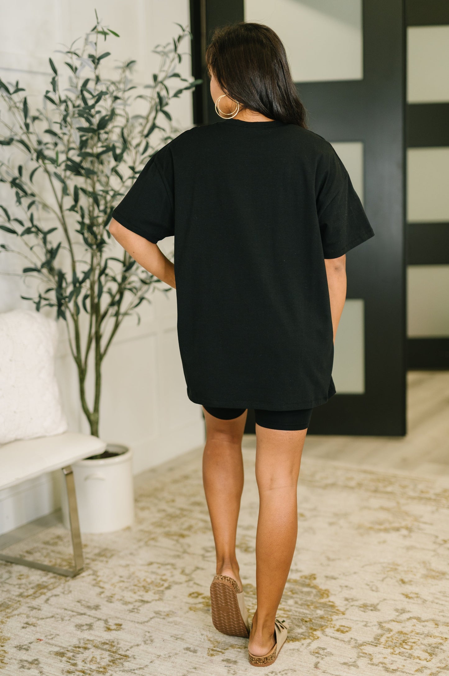 Going Far Top and Biker Short Set in Black