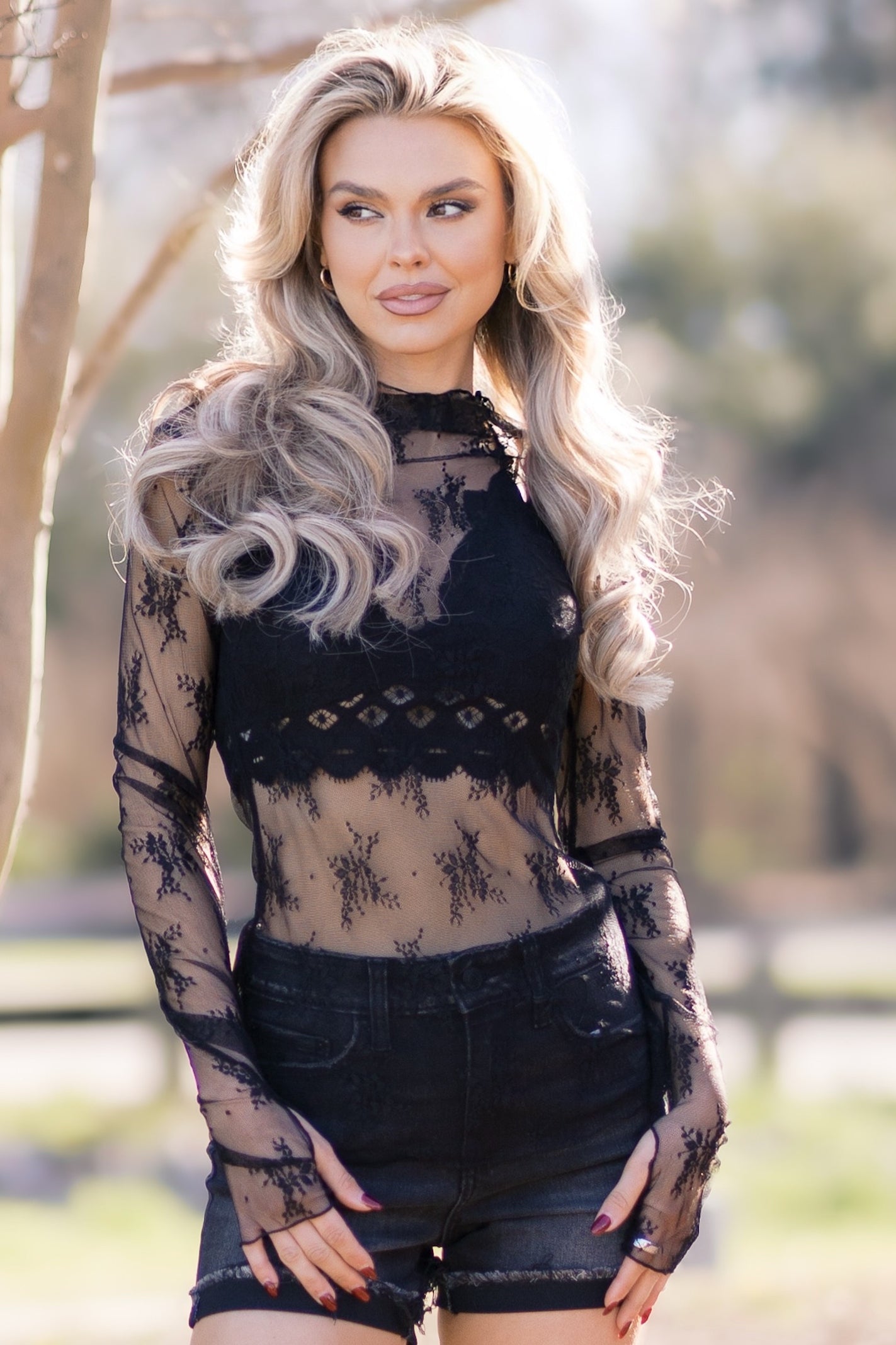 Black Lace Embrace Top Size M