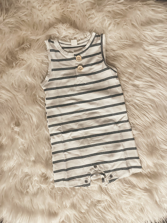 Striped Button Tank Romper RTS