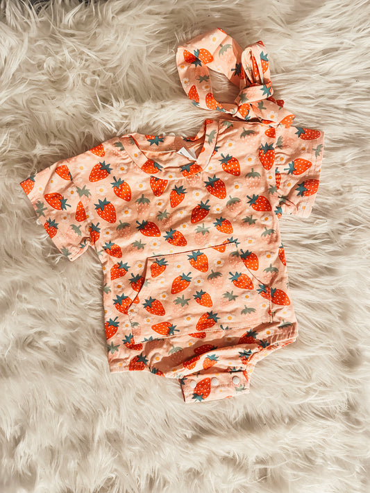 Strawberry Pocket Romper RTS