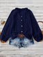 Crochet Notched Button-Front Shirt Size S