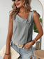 Decorative Button Asymmetrical Striped Tank