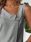 Decorative Button Asymmetrical Striped Tank