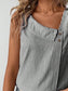 Decorative Button Asymmetrical Striped Tank