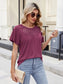 Lace Detail Round Neck Short Sleeve Blouse