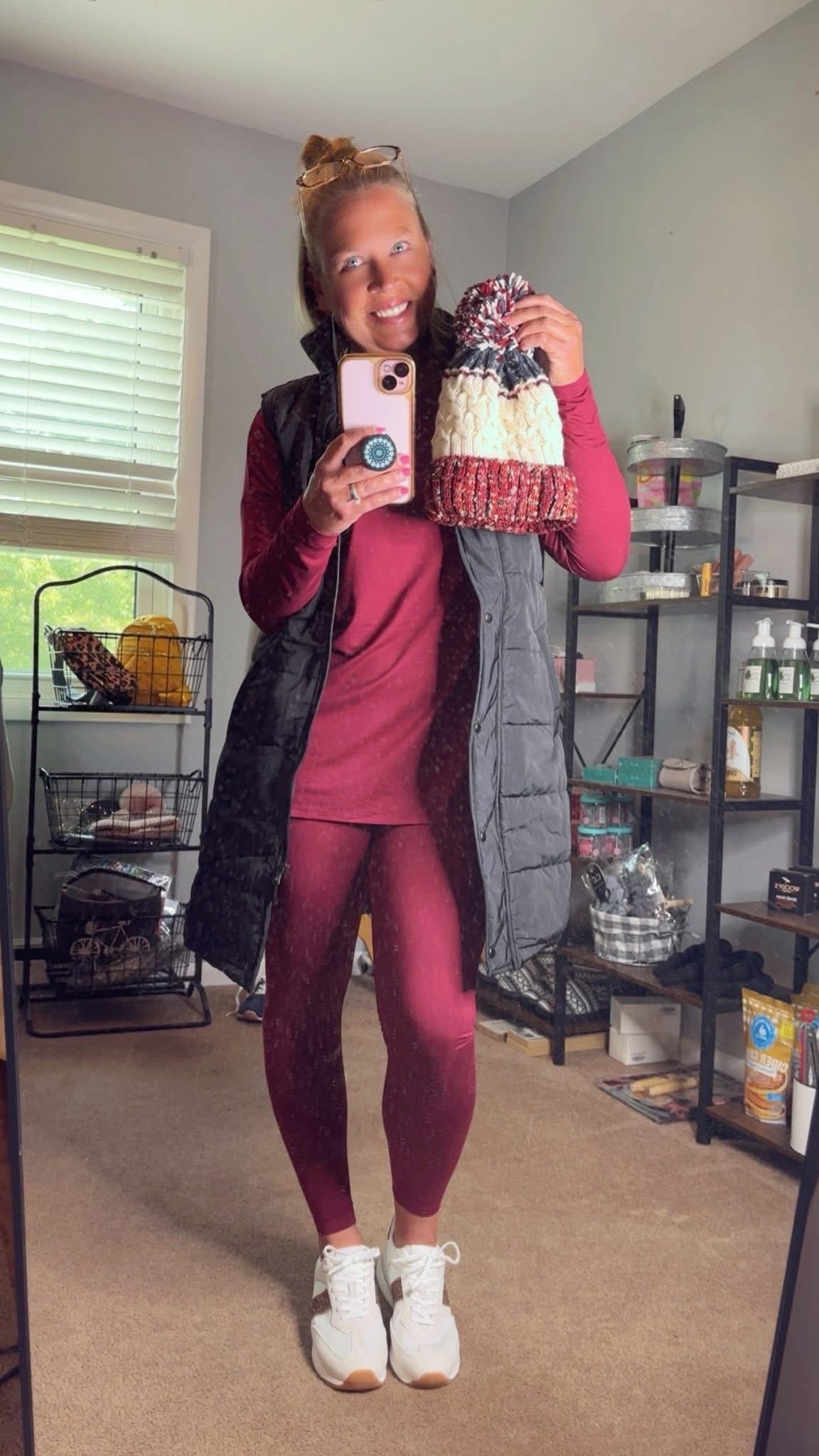 Contrast Thermal Hat with Pompom