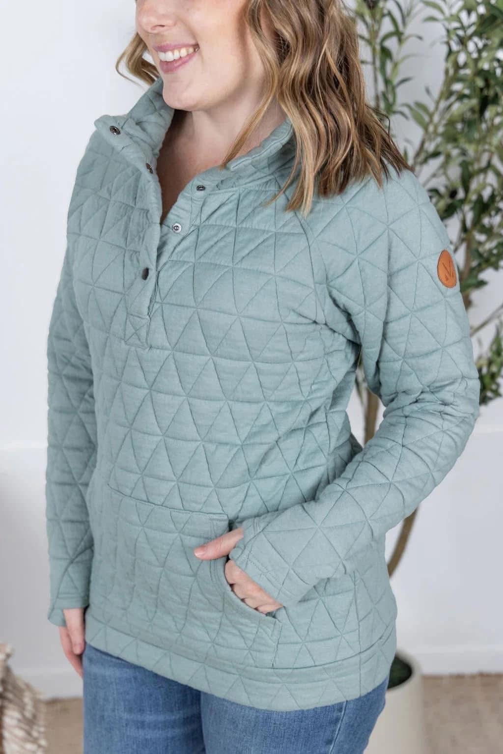 Michelle May Geometric Snap Pullover