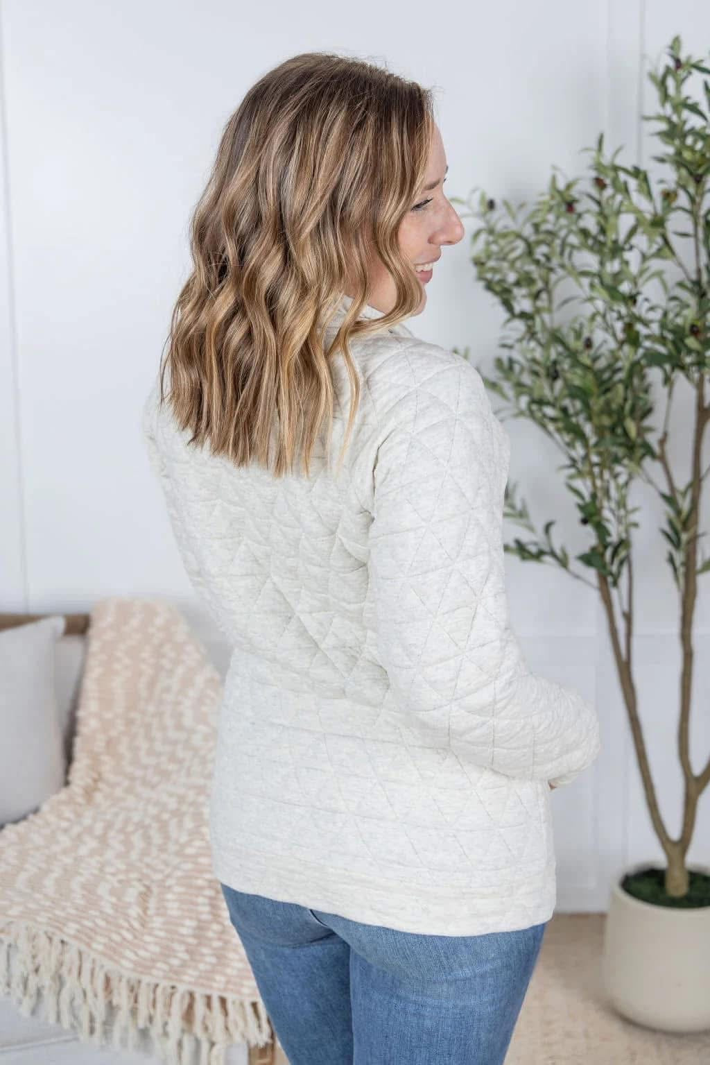 Michelle May Geometric Snap Pullover