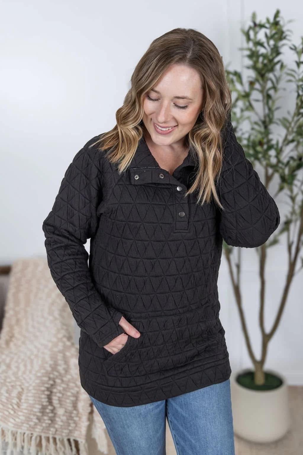 Michelle May Geometric Snap Pullover