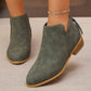 Point Toe Block Heels Boots Army Green Size 37 (US6)