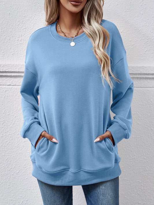 Drop Shoulder Pullover With Pockets