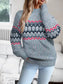 Geometric Pattern Long Sleeve Sweater Size L