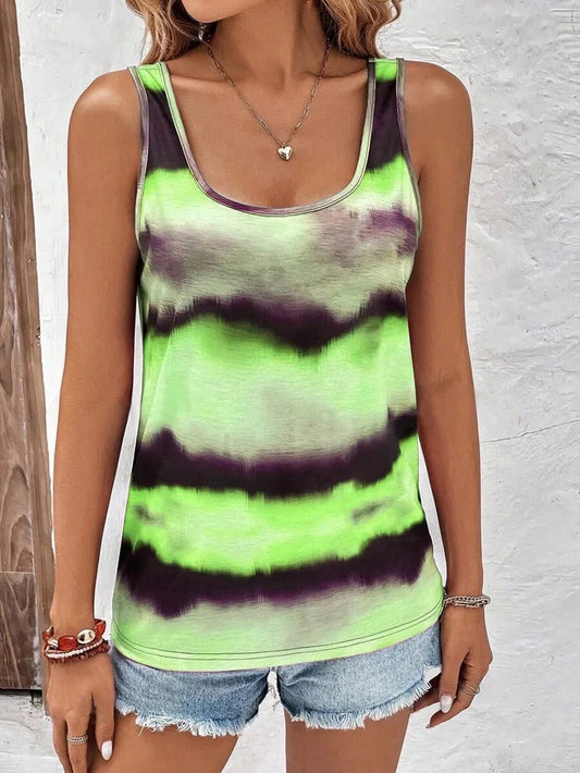 Tie-Dye Scoop Neck Wide Strap Tank Size XL