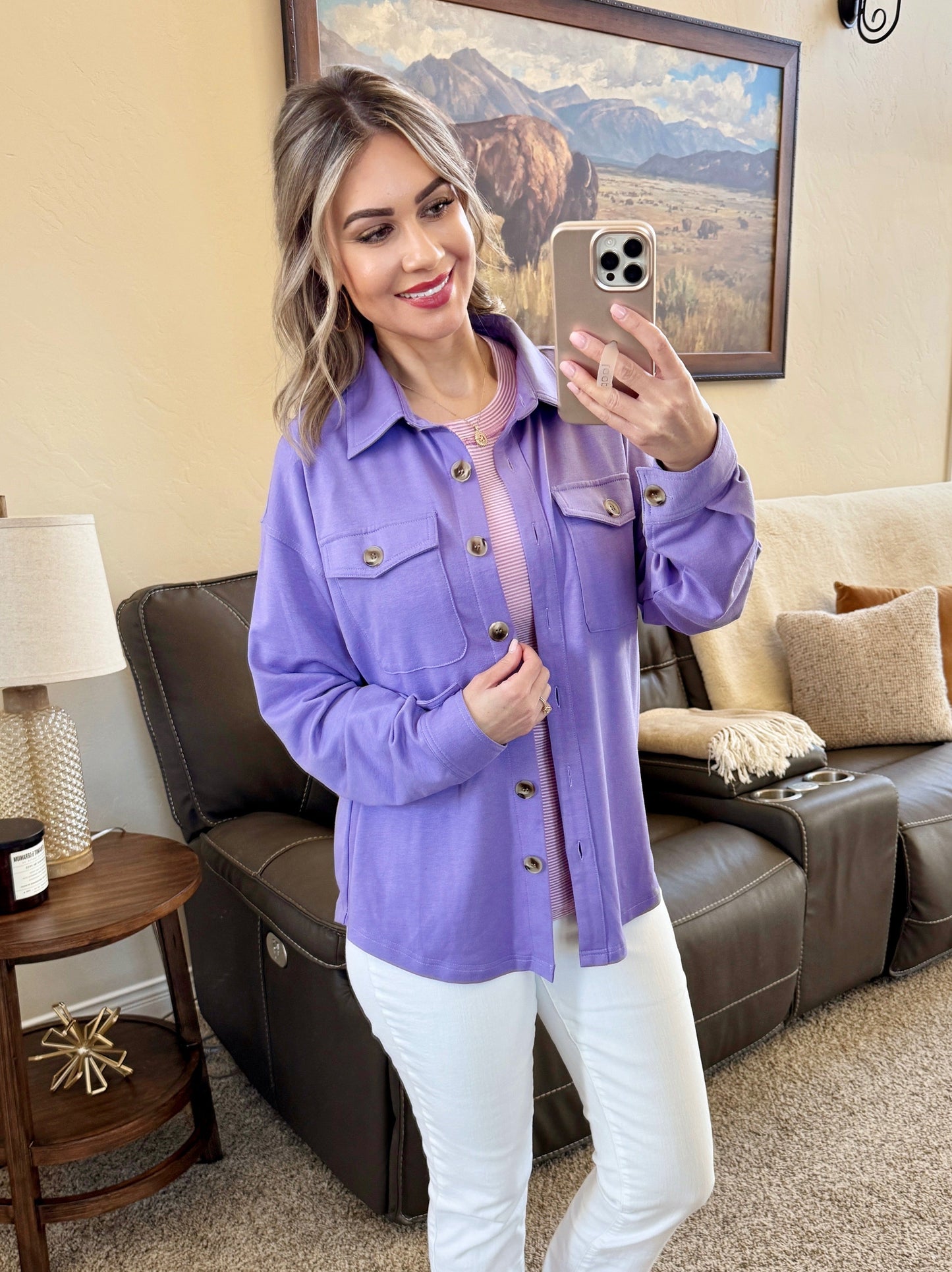 IN STOCK Brenna Button Down Top - Purple