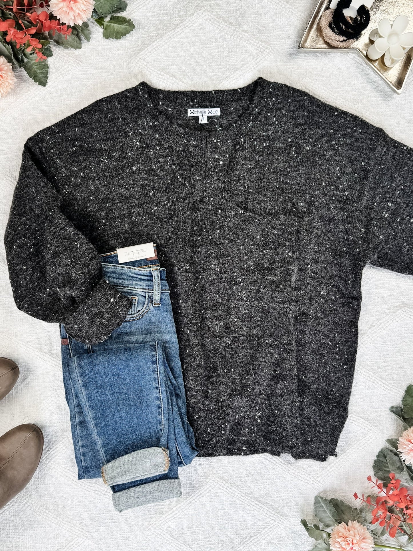 IN STOCK Confetti Sweater - Charcoal FINAL SALE