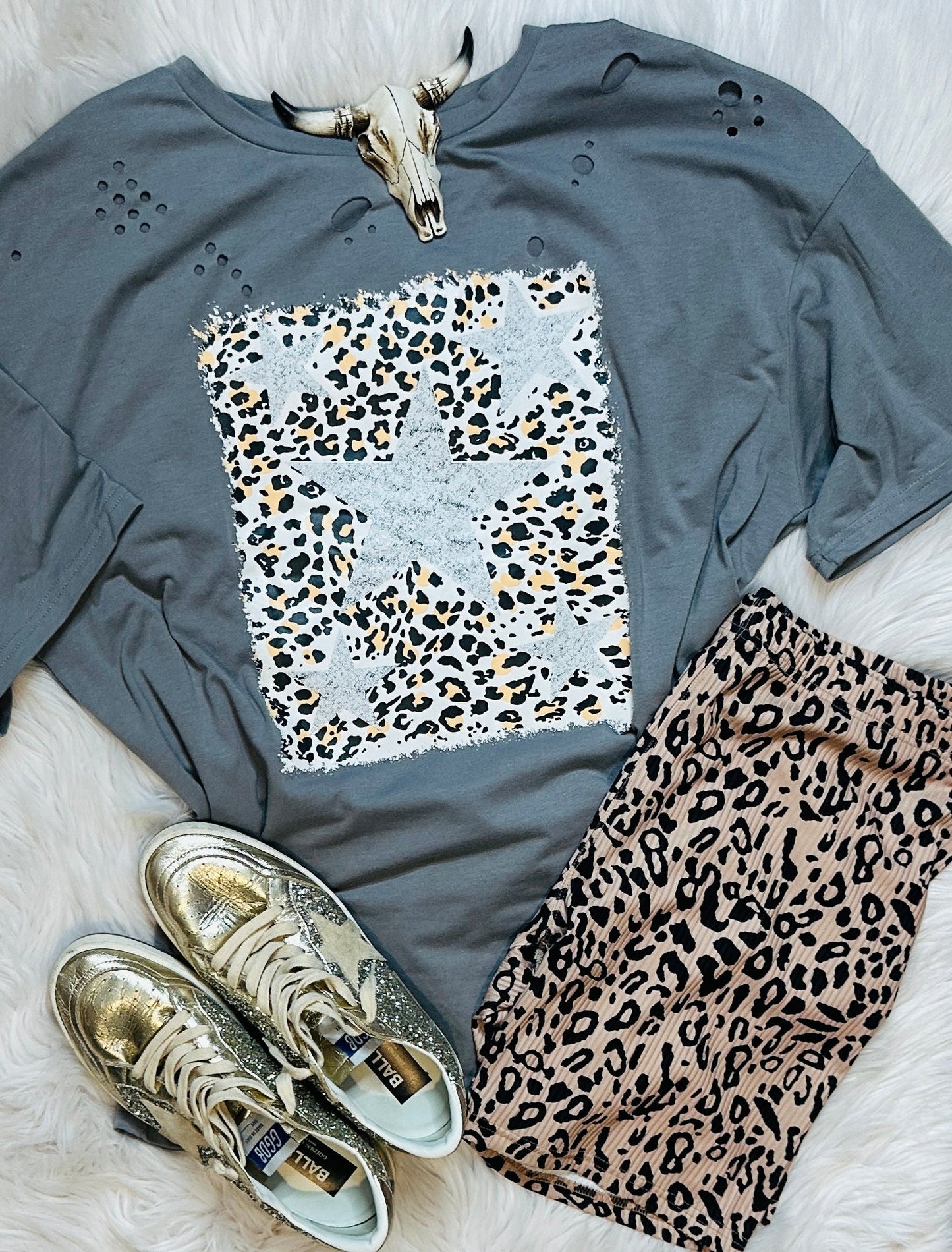 Leopard Ribbed Biker Shorts