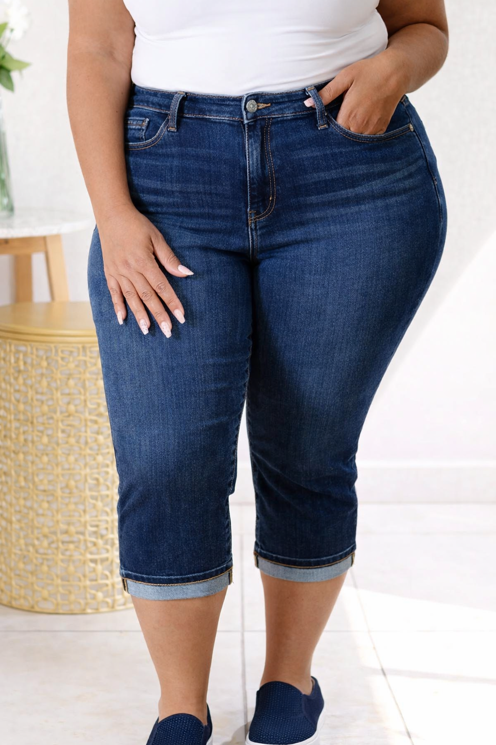 Dark Denim Judy Blue Capris