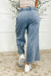 In or Out Wide Leg Cropped Pants Blue Grey
